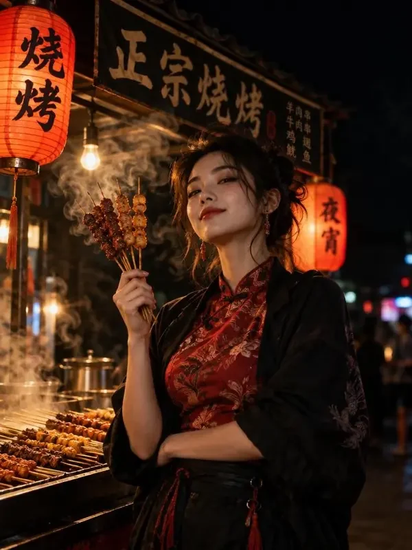 短剧网站《夜市女王归来》穿越重生题材短剧竖版海报